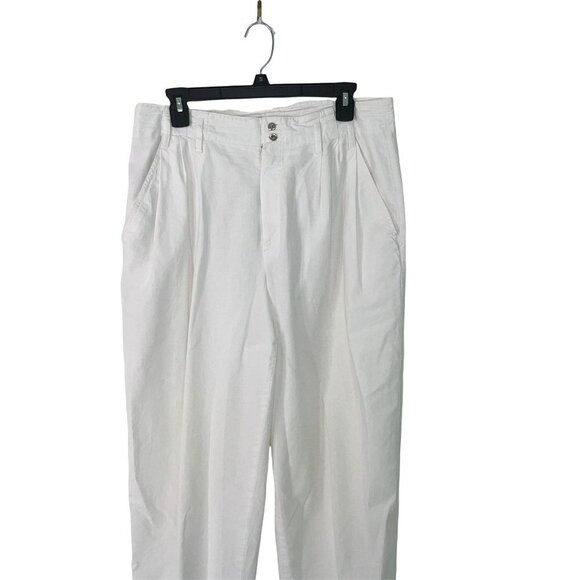 Liz Sport Trousers Womens Size 14 Vintage High Waist Relaxed Leg Zip Front White - Picture 10 of 12